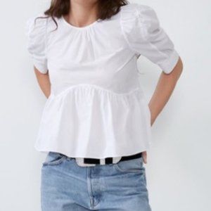 Zara White Poplin Top Size XS